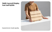 Earring Card Holder Stand Large Capacity Wooden Jewelry Display Rack Wood Tiered Wooden Display Stand for Crafters