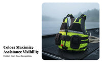 Water Emergency Flotation Vest Sturdy Ripstop Nylon Rapid Water Emergency PFD Kayaking Flotation Vest Front Zip Entry Flotation