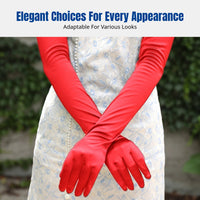 Long Satin-Feel Stretch Gloves, Vintage Party Cosplay, Women's Bridal Dress Accessory