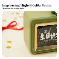 Personalized Screen Retro Bluetooth Speaker Stereoscopic Sound Song Display Speaker Home Audio for Gift Givers, Young Adults, Students, Desktop, Bedroom, Study Room, Office