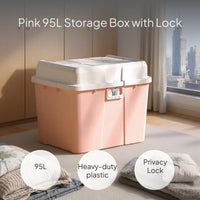 Stackable Plastic Storage Box with Lock & Casters Organizer