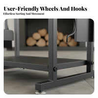 Indoor Outdoor Use Firewood Rack with Tool Set Minimalist Design Firewood Log Rack with Tools Wrought Iron Log Bin Easy Assembly for Patio, Living Room