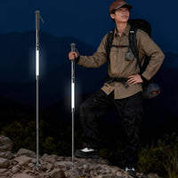 Aluminum Alloy Folding Trekking Pole Foldable LED Trekking Pole Adjustable Length LED Hiking Stick Lightweight for Trekkers, Hikers, Night Walking