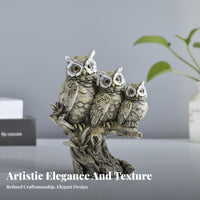 Resin Feathered Creature Statue Creative Design Resin Feathered Creature Sculpture Owls on Branch Sculpture Hand-Painted