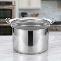 Stainless Steel Colander with 1mm Fine Mesh, Rice Colander and Vegetable Strainer Set, Washing Rice Tool with Basin and Lid for Home Cooking
