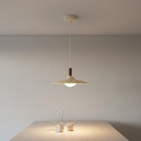 Wood Pendant Lamp French Style Disc-Shaped Pendant Light Minimalist Design Saucer Hanging Light for Dining Table, Bar Counter, Restaurant