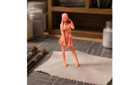 Raised Hand 1/64 Scale Girl Figurine Long Hair 1:64 Girl Figurine Blazer Design Desk Ornament Pleated Skirt