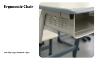 Long-Lasting Material Adjustable Student Desk and Chair Set Heavy Duty Frame Classroom Desk Combo Ergonomic Design Kids Study Table and Chair Built-in Pen Slot for Students, Children, Tutoring Center, Distance Learning, Home