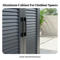 Waterresistant 2-Door Storage Cabinet Sun-Resistant Freestanding Metal Shoe Locker long-lasting Construction Outdoor Furniture Multipurpose Design for Homeowners, Gardeners, Families, Balcony, Garden, Courtyard, Outdoors
