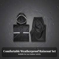 Motorcycle Rain Suit High Visibility 2-Piece Motorcycle Rain Suit Windproof Waterproof Jacket and Pants Set for Commuters, Men, Camping, Fishing, Road