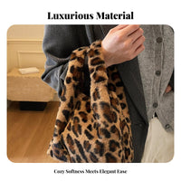 Leopard Print Handbag Autumn Winter Design Soft Leopard Print Tote Soft and Comfortable Faux Handbag for Girls, Daily Use, Casual Outings, Parties