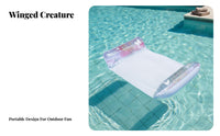 Foldable Inflatable Mesh Pool Buoyant Lounger Ergonomic Headrest Glitter Butterfly Water Lounger Long-Lasting PVC for Adults, Teens, Beach