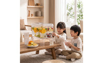 Clear Beverage Dispenser with Stand Transparent Drink Dispenser with Tap Rectangular Container Cold-Use for Parties, Kitchen
