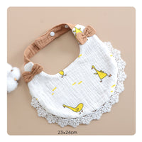 Cute Bowknot Design Lace Bow Baby Bib Skin-Friendly Cotton Gauze Bib Highly Absorbent Adjustable Snap Closure for Newborns, Babies, Toddlers
