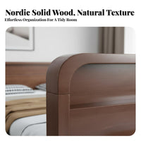 Nordic Design Solid Wood Bed Frame with Drawers No Box Mattress Foundation Needed Solid Wood Storage Bed Sturdy and Stable Bedroom Furniture Quiet Design for Couples, Adults, Homeowners, Apartment, Guesthouse, Guest Room, Home