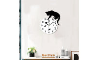 Wall Clock with Cat Silhouette Artistic Cat Silhouette Wall Clock Decorative Timepiece for Office, Cafe