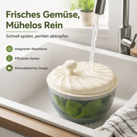 Manual Salad Spinner, Kitchen Helper for Washing and Drying Salad, Large Capacity 24.3x22.3x20cm, White