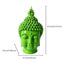 Zen Buddha Head Sculpture with Pedestal Serene Buddha Head Statue Glossy Textured for Home Decorators, Art Collectors