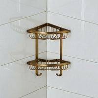 Double-Layer Shower Shelf Fan-Shaped Washroom Shelf with Two Tiers Space-Saving