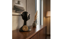 Resin Figurine with Flower Sculptural Bust Sculpture Painted Abstract Figure for Shelf