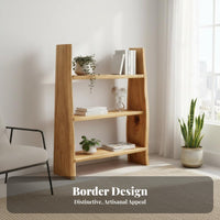Natural Design Live Rim Bookshelf Multi-Functional Freestanding Furniture Multifunctional Storage Rack Sturdy Construction for Plant Lovers, Homeowners, Office Workers, Living Room, Balcony, Bedroom, Study