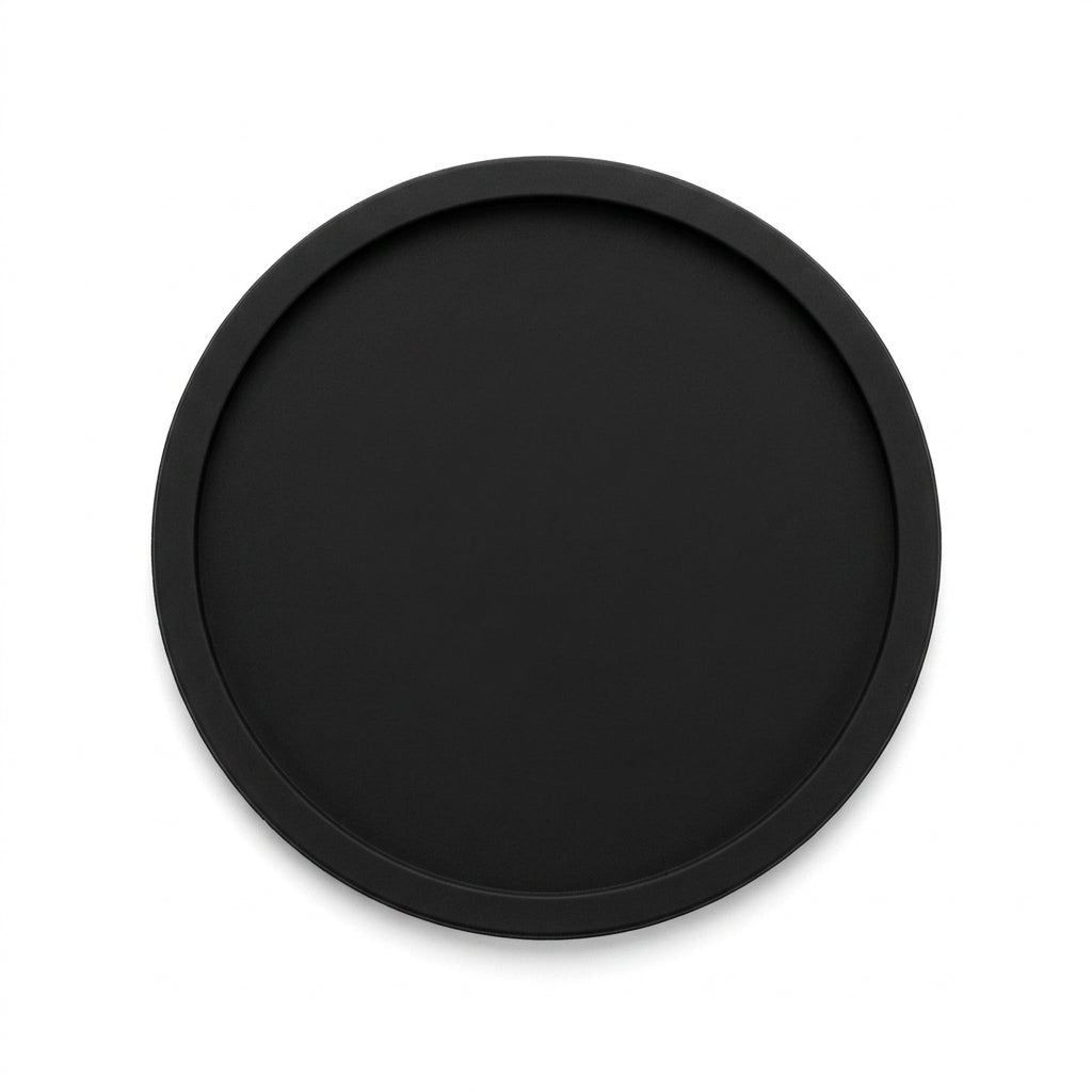 Round Silicone Coasters Set with Holder, Cup Mats for Hot or Cold Drinks, Heat Resistant Table Non-Slip Kitchen Decor, Black 10cm
