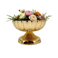 Decorative Bowl with Pedestal Hammered Gold Pedestal Centerpiece Footed Bowl Fluted Wide-Mouth for Event Planners