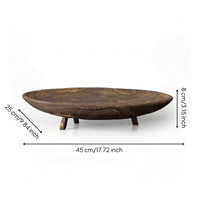 Wooden Fruit Tray Decorative Tray with Raised Feet Rustic Oval Wooden Platter for Homeowners