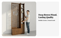 Chinese Design Screen Partition Multi-Functional Storage Entryway Screen Cabinet Space Saving Design Hollow Carved Room Separator for Hallway, Bedroom