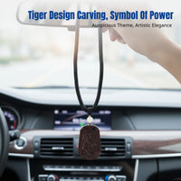 Rosewood Tiger Pendant, Zodiac Necklace, Hand-Carved Car Charm