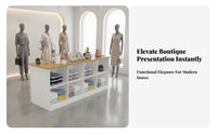 Multifunctional Double-Sided Display Cabinet Heavy Duty Clothing Shop Display Rack Scratch-Resistant Retail Island Table Easy to Clean for Retailers, Homeowners, Boutique, Showroom, Warehouse, Home
