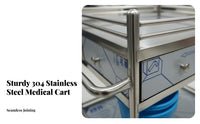 Easy to Clean Stainless Steel Medical Cart Resistant 2-Drawer Rolling Treatment Trolley Heavy-Duty Stainless Steel Rolling Trolley Spacious Storage for Beauticians Artists, Veterinarians, Hospital, Medical Facility, Laboratoryoratory Oratory, Kitchen