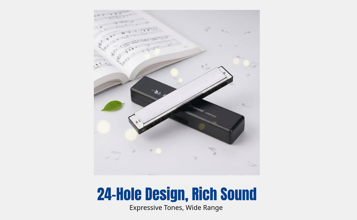 Tremolo Harmonica, 24 Holes, Multi-Key, Resin Comb, Performance, Beginner