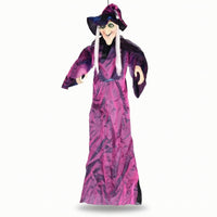 Sound Activated Hanging Witch Ghost indoor/outdoor Witch Ghost with Light-up Eyes Easy to Install Animated Halloween Prop Battery Powered for Haunted Houses, Entryways