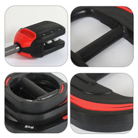 Silver-Colored Standard Barbell and Plates Red Accents Barbell Set Straight Design Weight Bar Large Center Opening