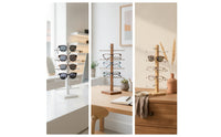 Tabletop Eyeglasses Display Rack Countertop Sunglasses Display Stand Rustic Glasses Holder with Wooden Base Space-Saving for Optical Shops, Boutique