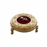 round Velvet Display Platter Elegant Design Retro Photo Prop Tray Baroque Style Trinket Dish for Photographers