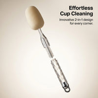 2-in-1 Long Handle Sponge Cup Brush with Detachable Head Bottle Cleaning Brush, Mug Brush Glass Brush Tea Cup Brush for Home Use Daily Cleaning