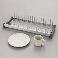 Pull Out Dish Drying Rack, 304 Stainless Steel Cabinet Dish Rack with Drainage Tray, Brushed Silver Dish Drainer for Kitchen Tidy, 265x125mm