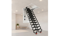 Folding Loft Staircase Overhead-Mounted Retractable Loft Ladder Space-Saving Pull down Attic Ladder for Homeowners, Builders, Mezzanine