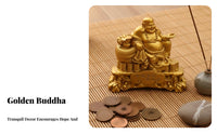 Opening Gift Golden Maitreya Figurine Exquisite Craftsmanship Golden Laughing Buddha Statue Long-Lasting for Business Owners, Shop, Office