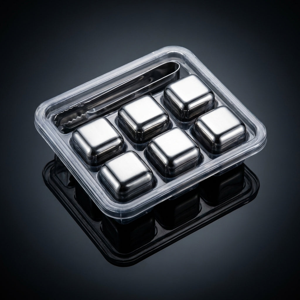 Home Bar Whisky Stones and Stainless Steel Bar Accessories, Reusable Chilling Stones for Party Supplies, 304 Stainless Steel Chilling Cubes