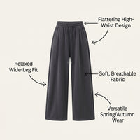 Ladies Trousers High Waist Joggers with Drawstring for Loungewear, Wide Leg Womens Pants for Spring, Comfortable Fit