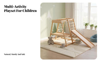 Wooden Climbing Triangle Set Made of Beech Wood Young Child Gym with Slide Develops Motor Skills Young Child Climbing Gym for Kids, Living Room