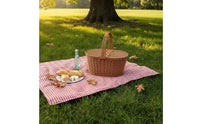 Picnic Basket with Lid Rattantype with Handle Sturdy for Shopping