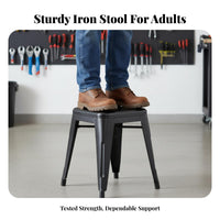 Industrial Aesthetic Backless Square-Seat Stool Minimalist Design Stackable Metal Stool Sturdy Construction Counter Height Chair Easy to Clean for Adults, Business Owners, Homeowners, Cafe, Restaurant, Cafeaesthetic Eatery, Kitchen