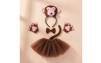 Layered Monkey Costume Accessory Kit Soft Monkey Costume Set Cute Dress-up Set with Tutu Adorable for Children, School Plays
