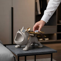 Canine Valet Tray Housewarming Gift French Canine Statue Tray Functional & Decorative Wide-Opening Dog Key Bowl for New Homeowners, Entryway, Desktop