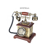 Rotary Telephone Message Book Bronze Finish Vintage Desk Phone Message Book Rotary Phone Wood-Toned Base