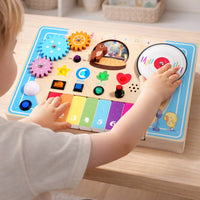 Wooden Piano Busy Board Motor Skills Kids Busy Board Toy Rounded Edges Educational Wall Toy for Home